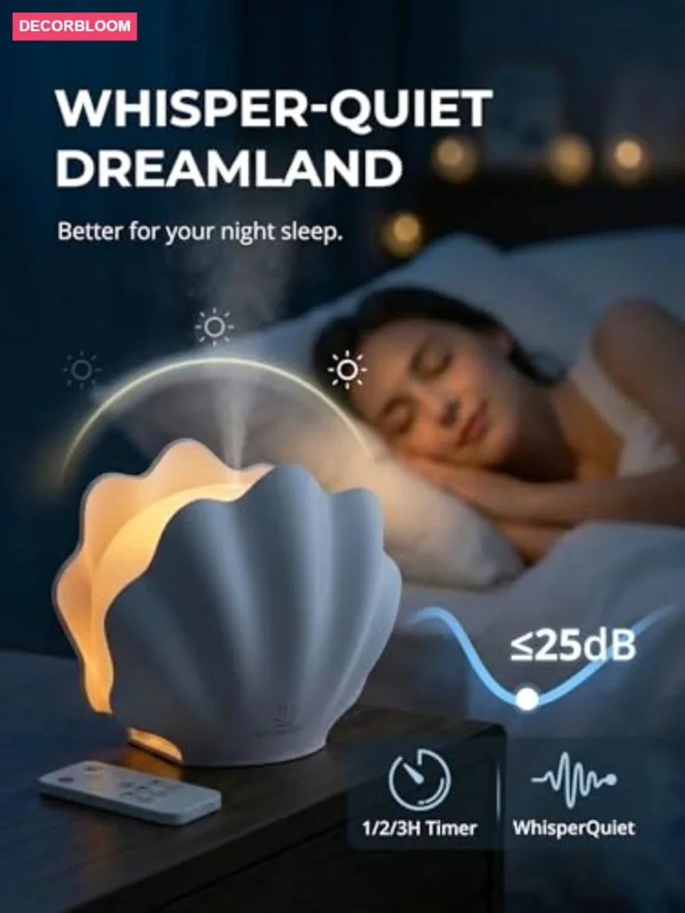 260ml Essential Oil Diffuser with Remote Control, 7 LED Night Light, Shell